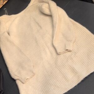 Blue Rain Francesca'sCream Ribbed Off-the-Shoulder Sweater